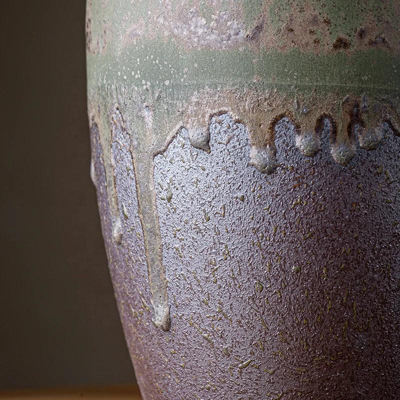 🌾 Bronze Design Rustic Ceramic Floor Vase – 12 Inch with Rope Handle - Nanna's Unique Findings