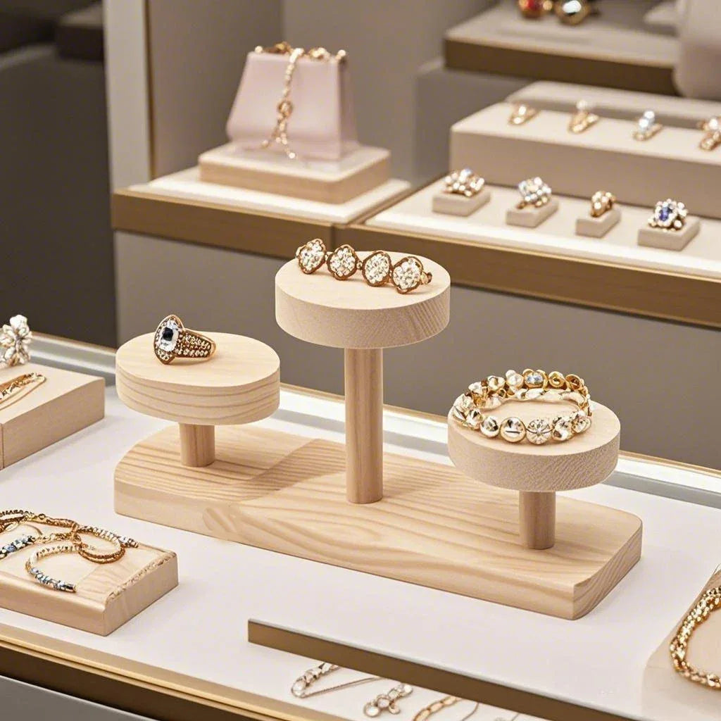 Wooden Ladder Shelf – Multi‑Round Display Stand for Jewelry, Cosmetics, Dolls & Home Décor - Nanna's Unique Findings