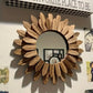 Wooden Sunflower Wall‑Mounted Mirror – Rustic Reflections - Sunflower Mirrors - Nanna's Unique Findings