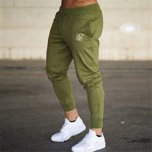 Men’s Cotton Blend Pencil Pants Slim Fit Mid-Waist Trousers