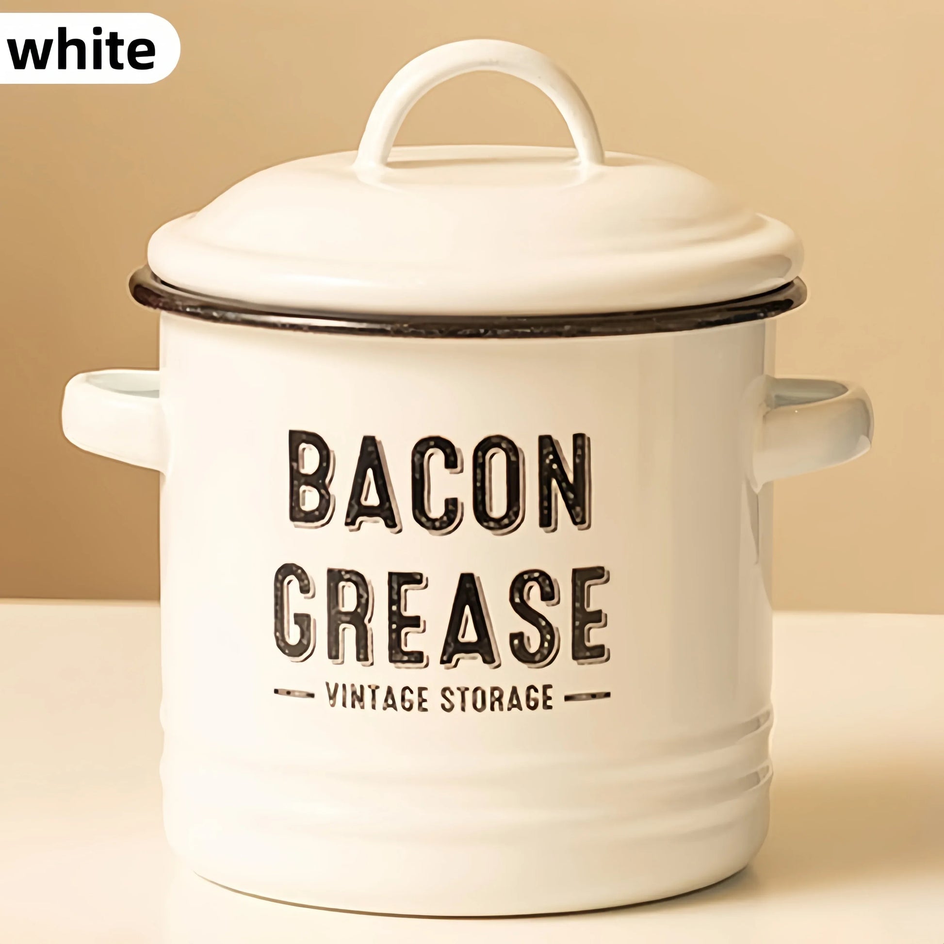 Vintage Enamel Grease Container with Lid – Rustic Kitchen Oil Storage Jar, Large Capacity - Nanna's Unique Findings