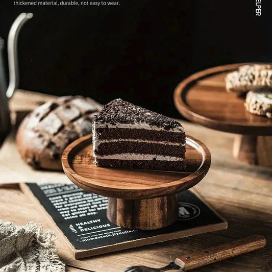 Wooden Round Dessert Plate - Creative Food Serving Tray - Nanna's Unique Findings