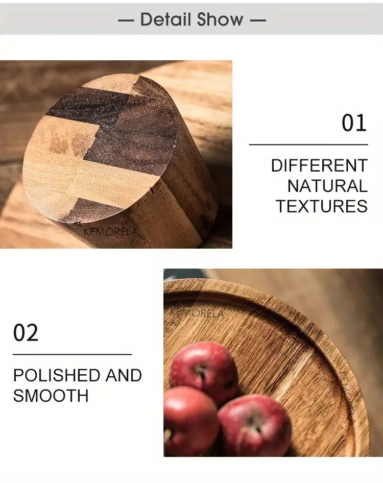 Wooden Round Dessert Plate - Creative Food Serving Tray - Nanna's Unique Findings