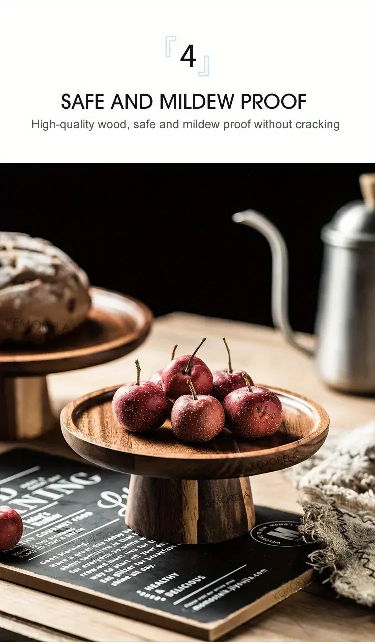 Wooden Round Dessert Plate - Creative Food Serving Tray - Nanna's Unique Findings