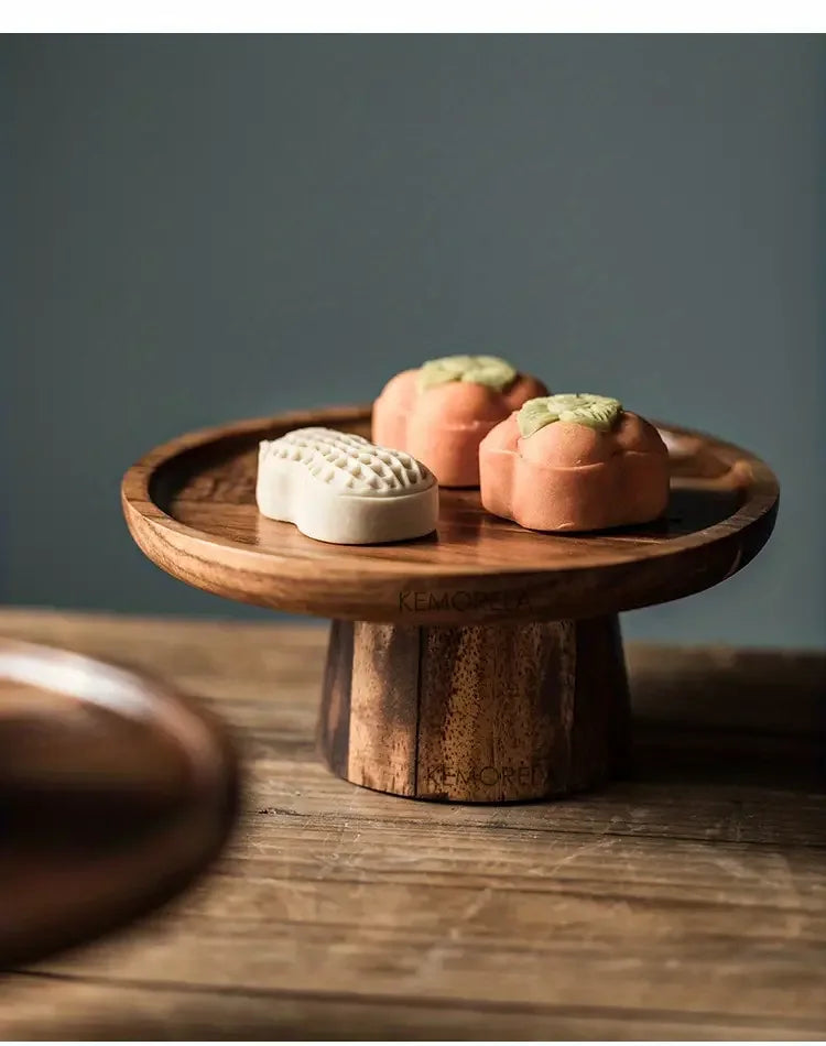 Wooden Round Dessert Plate - Creative Food Serving Tray - Nanna's Unique Findings