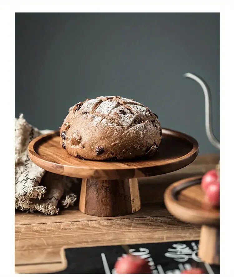 Wooden Round Dessert Plate - Creative Food Serving Tray - Nanna's Unique Findings