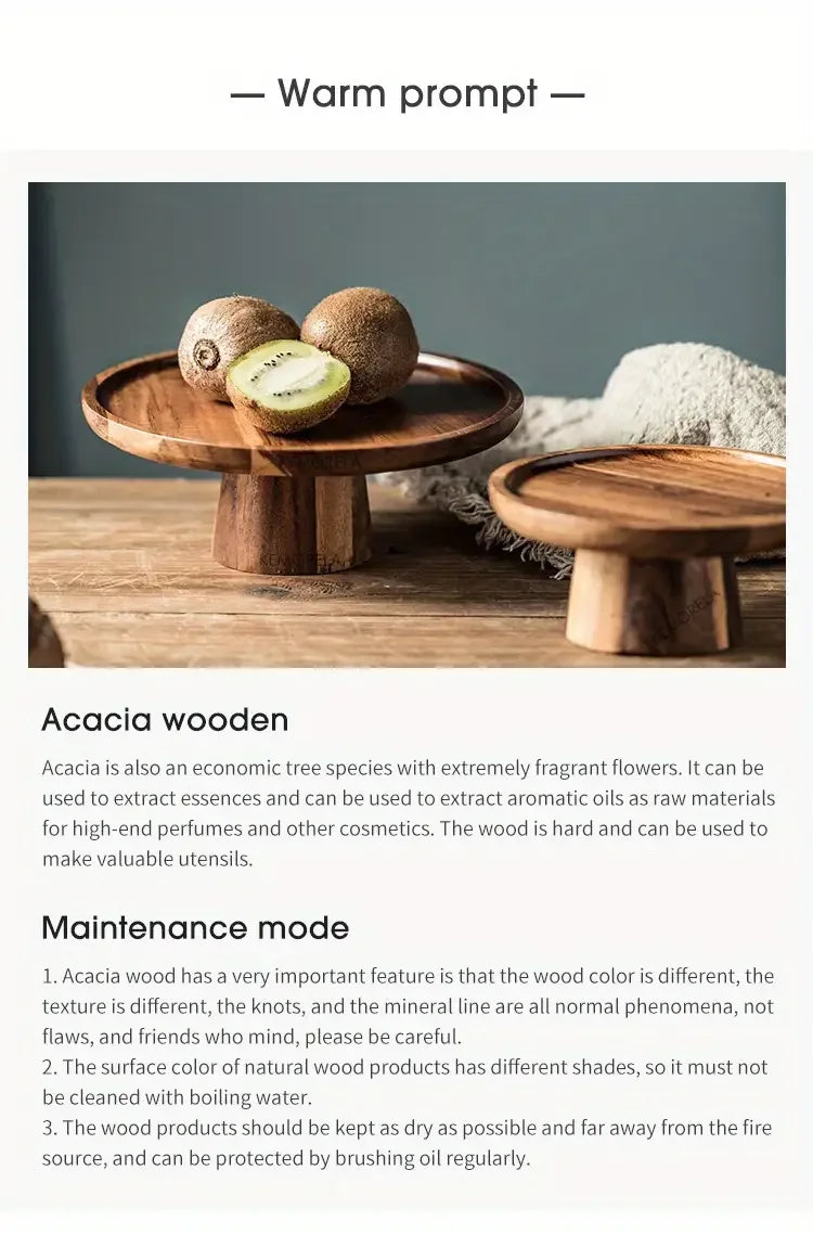 Wooden Round Dessert Plate - Creative Food Serving Tray - Nanna's Unique Findings