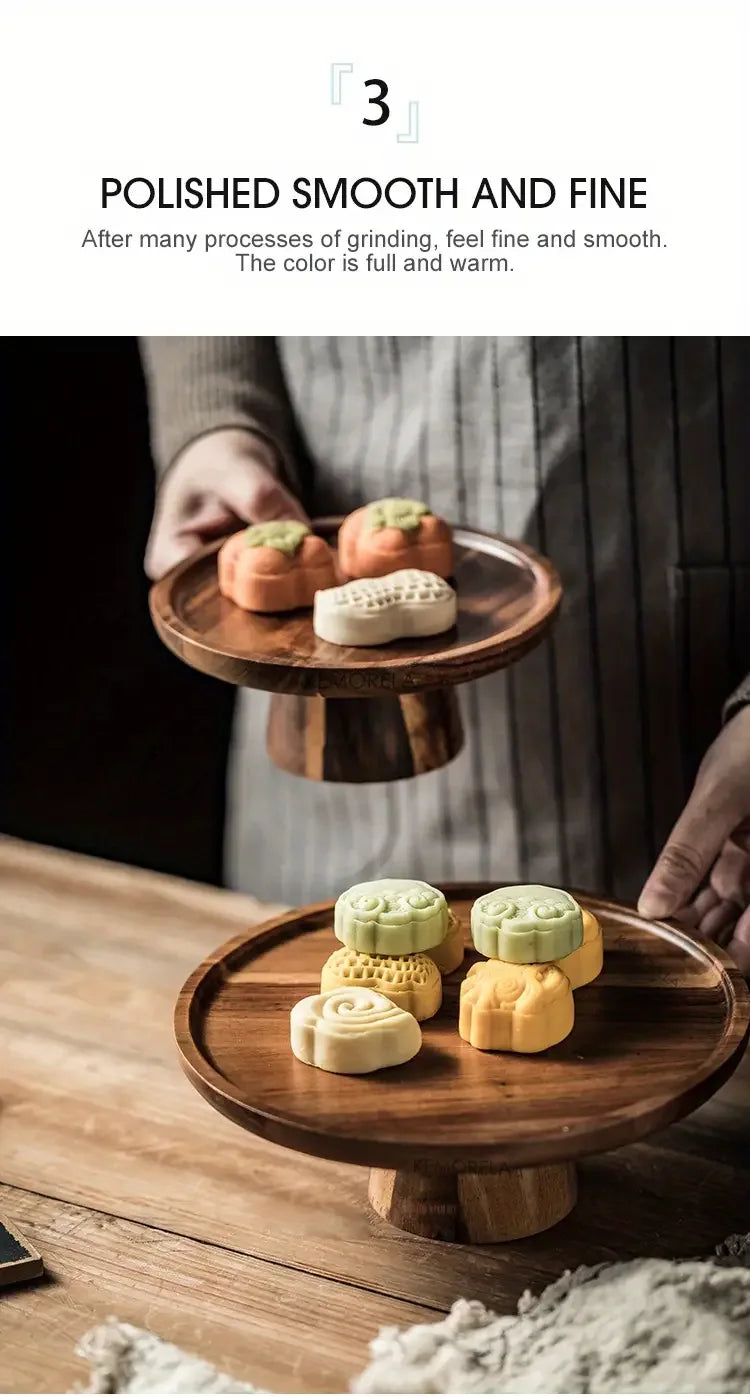 Wooden Round Dessert Plate - Creative Food Serving Tray - Nanna's Unique Findings