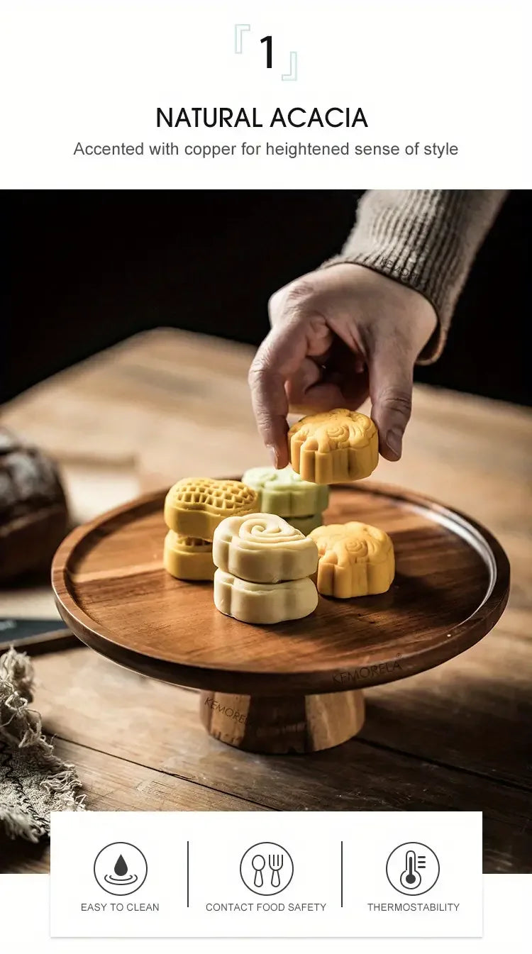 Wooden Round Dessert Plate - Creative Food Serving Tray - Nanna's Unique Findings