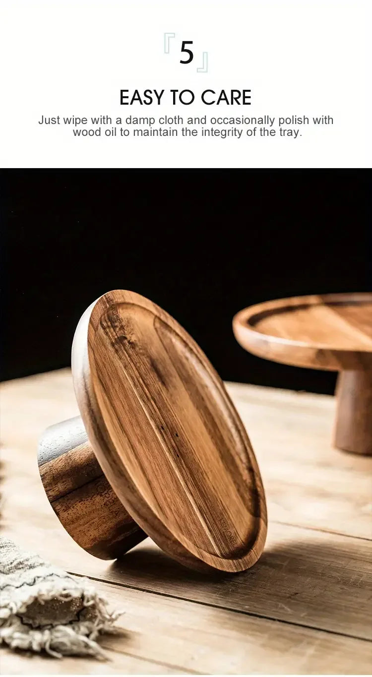 Wooden Round Dessert Plate - Creative Food Serving Tray - Nanna's Unique Findings