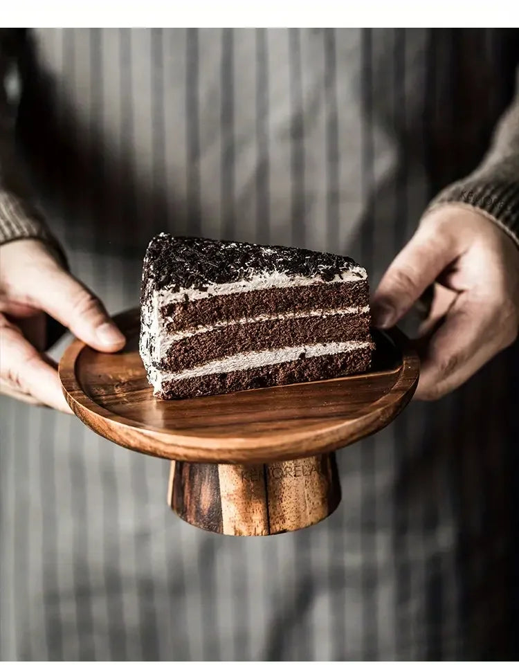 Wooden Round Dessert Plate - Creative Food Serving Tray - Nanna's Unique Findings
