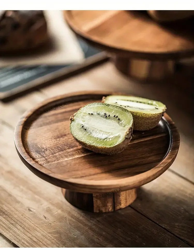 Wooden Round Dessert Plate - Creative Food Serving Tray - Nanna's Unique Findings