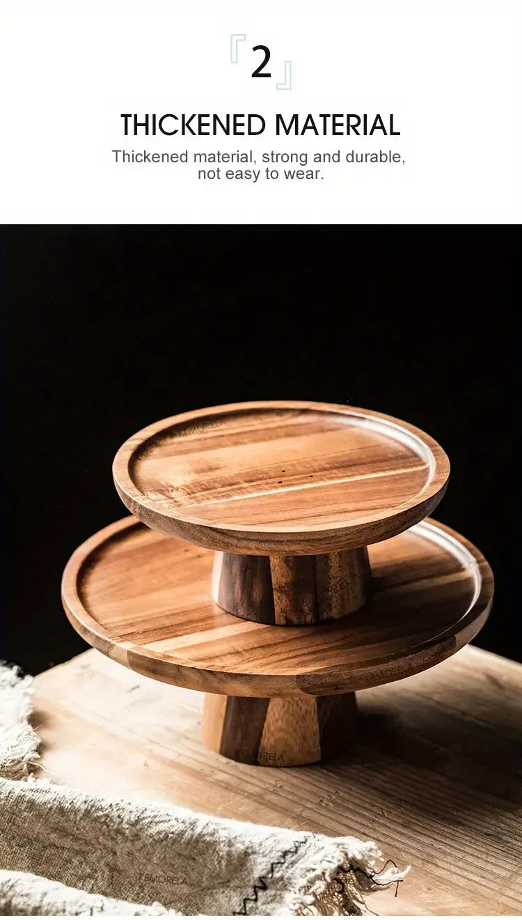 Wooden Round Dessert Plate - Creative Food Serving Tray - Nanna's Unique Findings