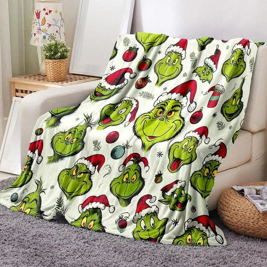 Grinch Pattern Throw Blanket – Cozy Christmas Holiday Blanket - Nanna's Unique Findings