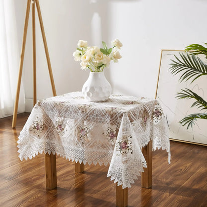 LinenZone Farmhouse Lace Tablecloths & Table Runners – Embroidered Floral Rustic Decor - Nanna's Unique Findings