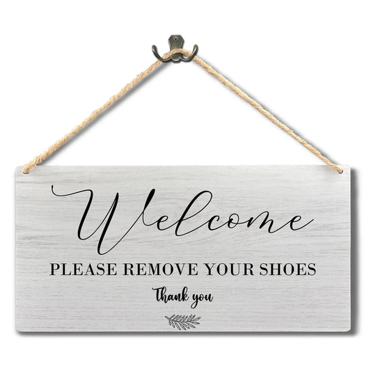 Wooden “Please Remove Your Shoes” Door Decor Rustic Wood Wall Sign - Nanna's Unique Findings